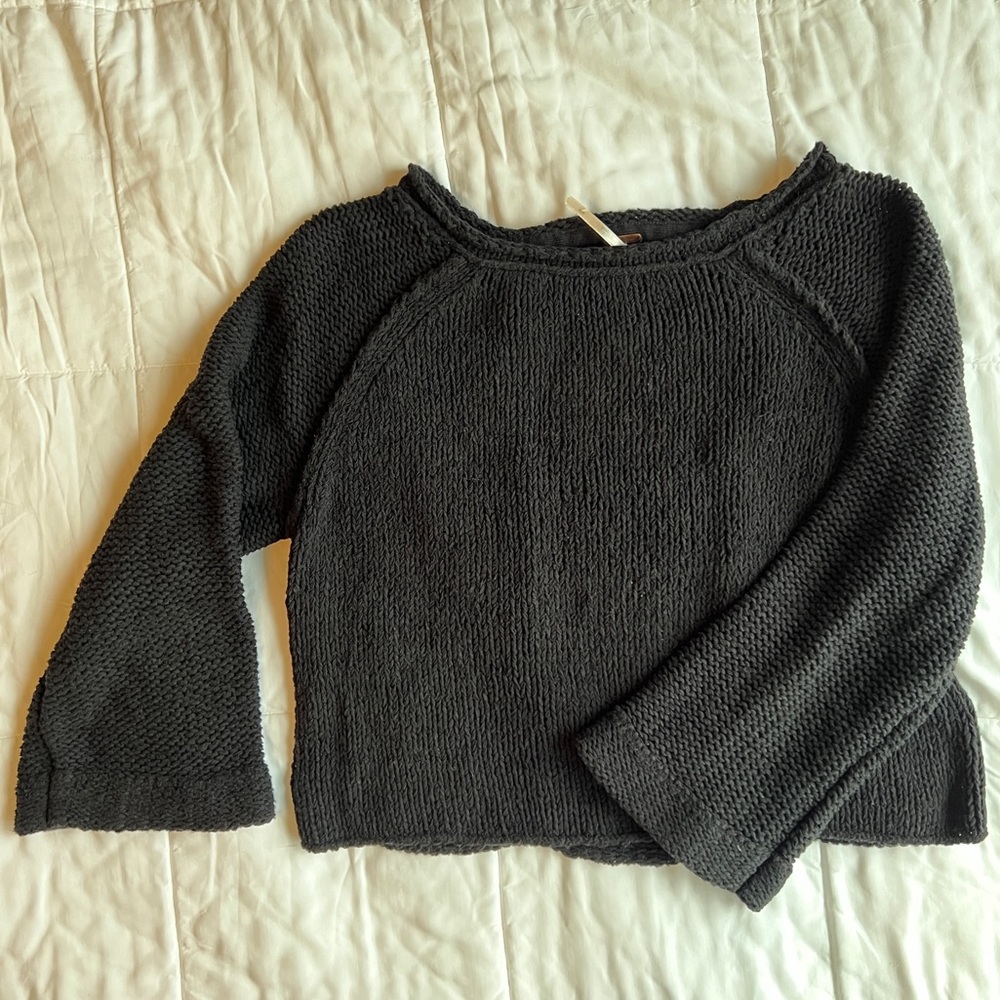 free people black cutout back sweater
